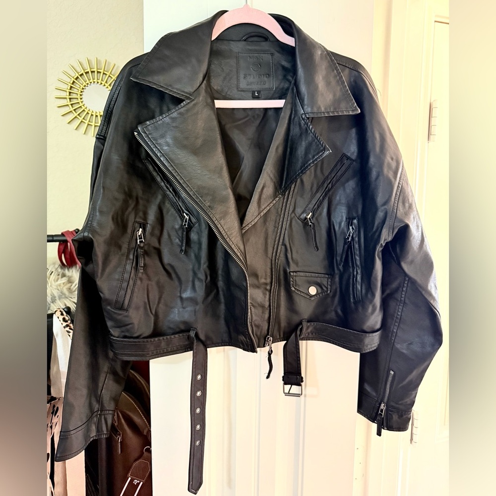 Max Studio Black Faux Leather Women's Jacket